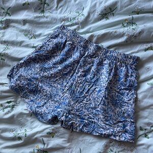 Blue Paisley/Floral Loose Shorts